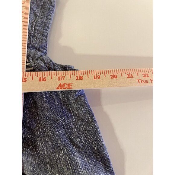 Faherty chambray sleeveless shift mini dress embroidered sz M boho preppy - Picture 7 of 9